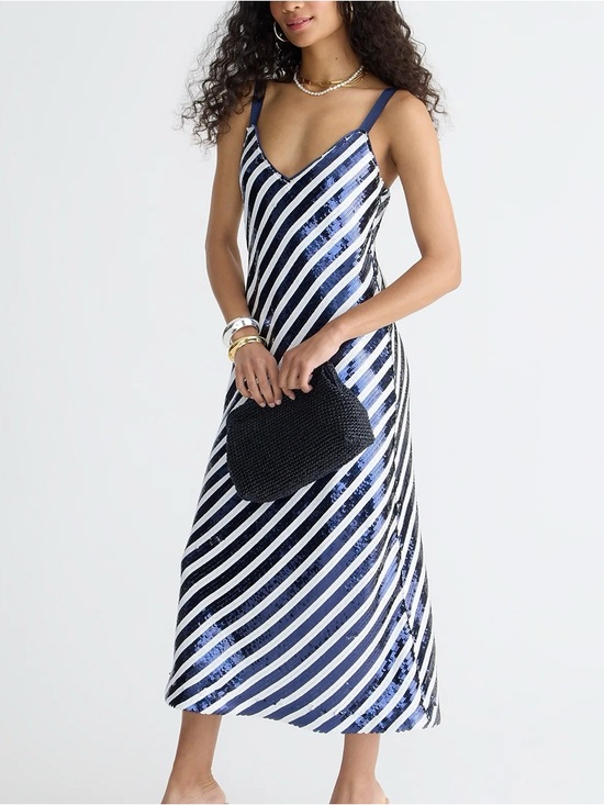 J. Crew Dresses & Skirts - J. Crew Collection • Gwyneth V-neck slip dress in sequin stripe